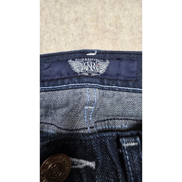 Rock Republic Vintage Y2K Kasandra Denim Frayed Jeans Low Rise Size 26 - Picture 12 of 16